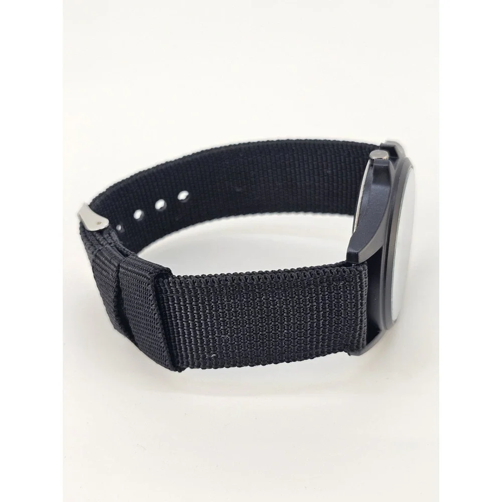 41MM Field Men Analog Watch White Dial Date Black Canvas Nylon Bands New Battery
